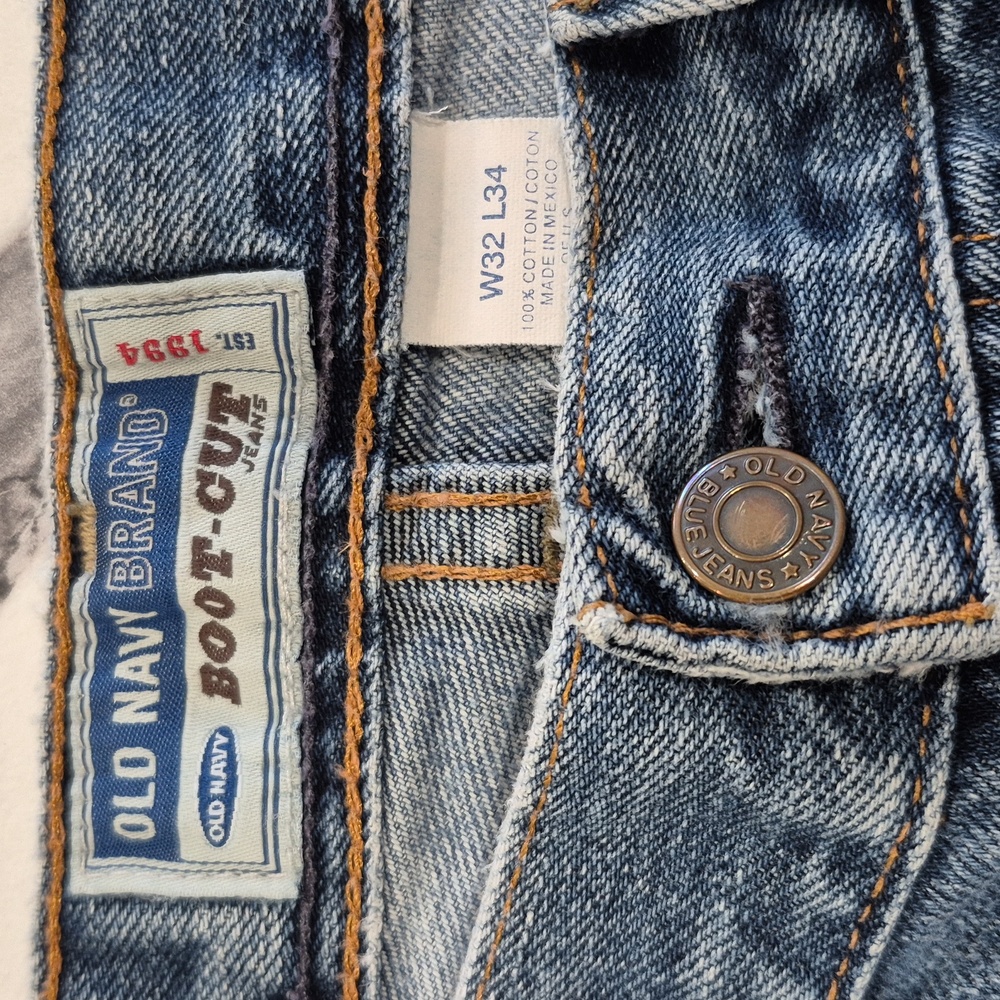 Old Navy 32X34 Boot Cut Vintage 90s Men's Blue Jeans - Picture 2 of 10